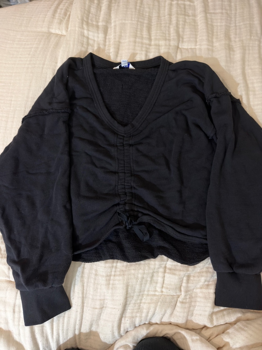 Black Joy Lab V-Neck Drawstring Women's Crewneck